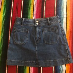 madewell stretch a line denim mini skirt
